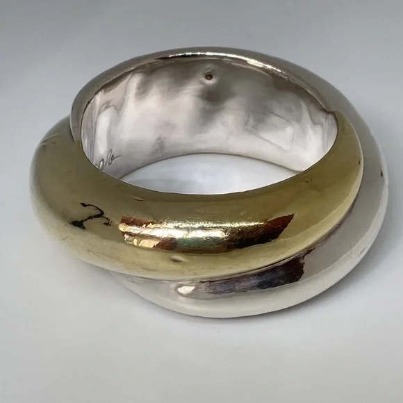 Vintage 80's Rachel Gera Modernist Chunky Sterling Bracelet Israel